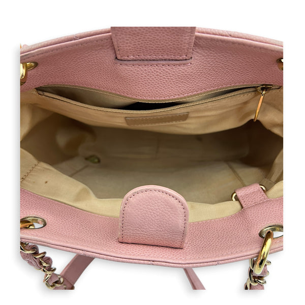 PST Tote Bag Pink in Caviar Leather, Gold hardware