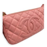 Timeless CC Pochette  Shoulder Bag Pink in Caviar Leather, Gold hardware