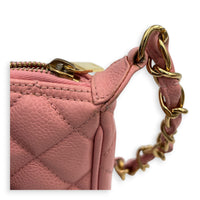 Timeless CC Pochette  Shoulder Bag Pink in Caviar Leather, Gold hardware