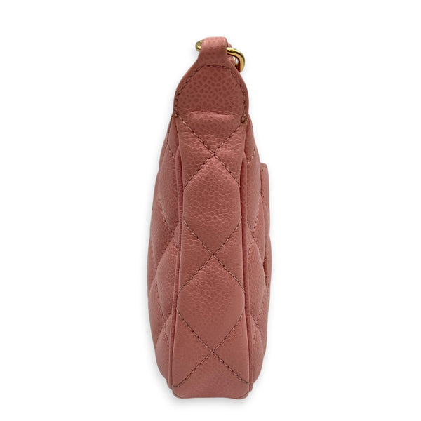Timeless CC Pochette  Shoulder Bag Pink in Caviar Leather, Gold hardware