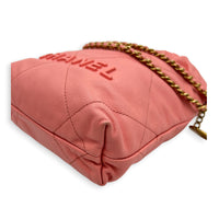 22 Tote Top Handle Bag Mini Pink in Caviar Leather, Gold hardware
