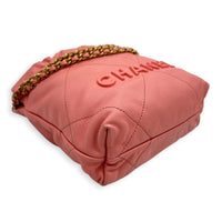 22 Tote Top Handle Bag Mini Pink in Caviar Leather, Gold hardware