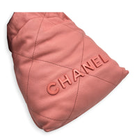 22 Tote Top Handle Bag Mini Pink in Caviar Leather, Gold hardware