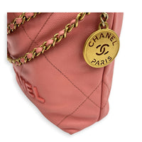 22 Tote Top Handle Bag Mini Pink in Caviar Leather, Gold hardware
