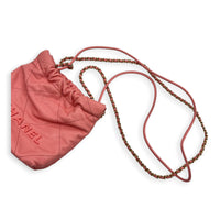 22 Tote Top Handle Bag Mini Pink in Caviar Leather, Gold hardware