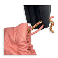 22 Tote Top Handle Bag Mini Pink in Caviar Leather, Gold hardware