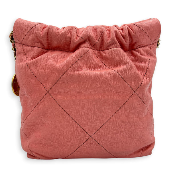22 Tote Top Handle Bag Mini Pink in Caviar Leather, Gold hardware