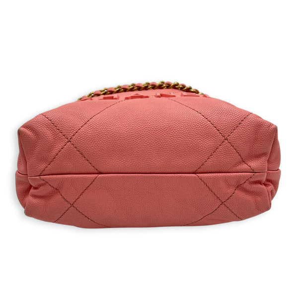 22 Tote Top Handle Bag Mini Pink in Caviar Leather, Gold hardware