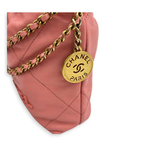 22 Tote Top Handle Bag Mini Pink in Caviar Leather, Gold hardware
