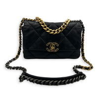 Flap Shoulder Bag Small Black in Lambskin, Mixed hardware