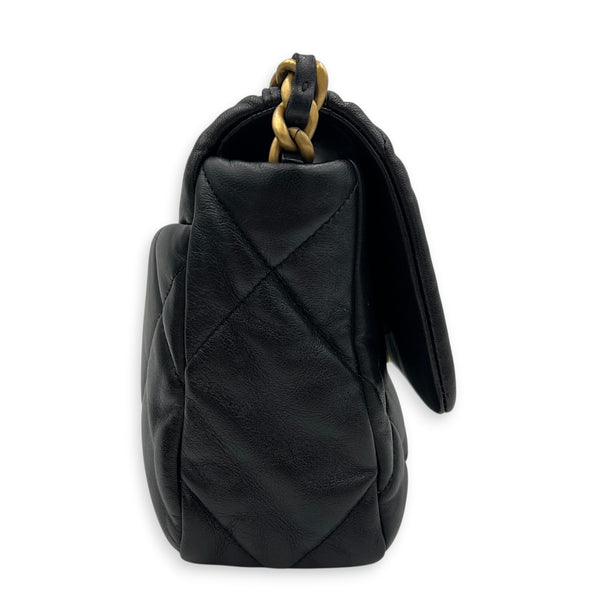Flap Shoulder Bag Small Black in Lambskin, Mixed hardware