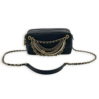 All About Chains Black Shoulder Bag in Calfskin, Gold hardware