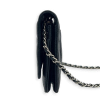 Classic Wallet On Chain Black in Caviar Leather, Silver hardware