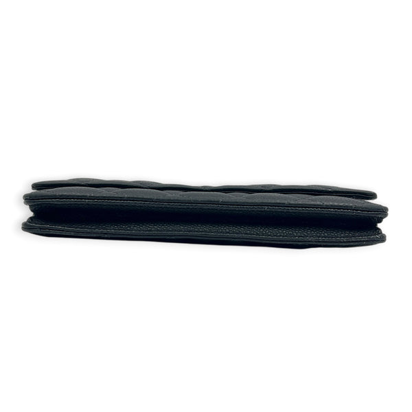 Classic Wallet On Chain Black in Caviar Leather, Silver hardware