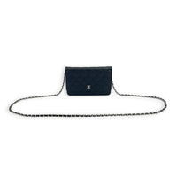 Classic Wallet On Chain Black in Caviar Leather, Silver hardware