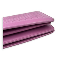 Intrecciato Wallet On Chain Purple in Intrecciato Leather, Ruthenium hardware