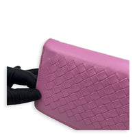 Intrecciato Wallet On Chain Purple in Intrecciato Leather, Ruthenium hardware