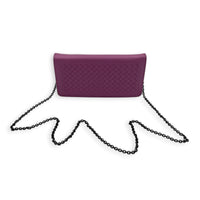 Intrecciato Wallet On Chain Purple in Intrecciato Leather, Ruthenium hardware