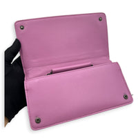 Intrecciato Wallet On Chain Purple in Intrecciato Leather, Ruthenium hardware
