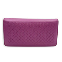 Intrecciato Wallet On Chain Purple in Intrecciato Leather, Ruthenium hardware
