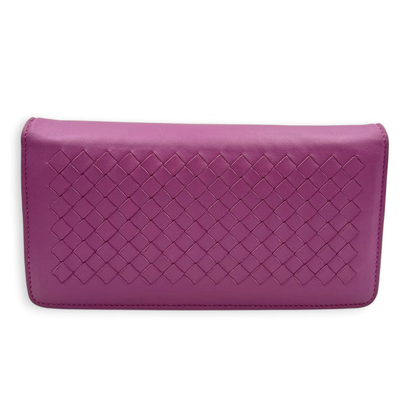 Intrecciato Wallet On Chain Purple in Intrecciato Leather, Ruthenium hardware