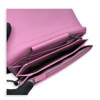 Intrecciato Wallet On Chain Purple in Intrecciato Leather, Ruthenium hardware