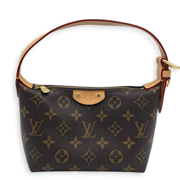 Pochette Hills Shoulder Bag Brown in Monogram Coated Canvas, Gold hardware
