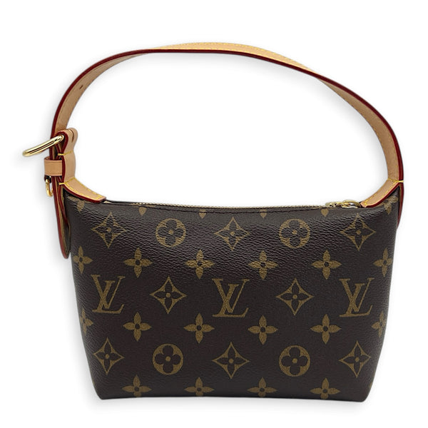 Pochette Hills Shoulder Bag Brown in Monogram Coated Canvas, Gold hardware