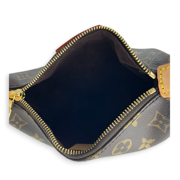Pochette Hills Shoulder Bag Brown in Monogram Coated Canvas, Gold hardware