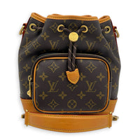 Noe Cargo Bucket Bag Brown in Monogram Coated Canvas, Gold hardware