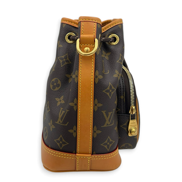 Noe Cargo Bucket Bag Brown in Monogram Coated Canvas, Gold hardware