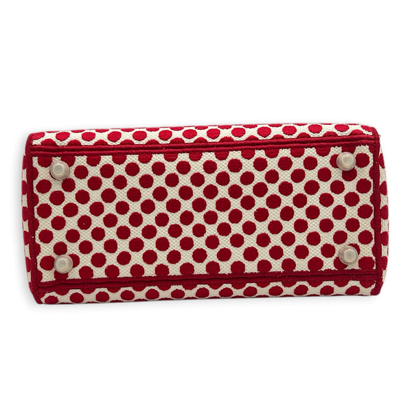 Lady D-Lite Top Handle Bag Red in Fabric, Light Gold hardware