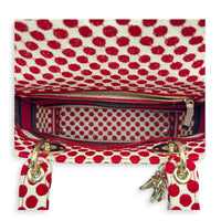 Lady D-Lite Top Handle Bag Red in Fabric, Light Gold hardware