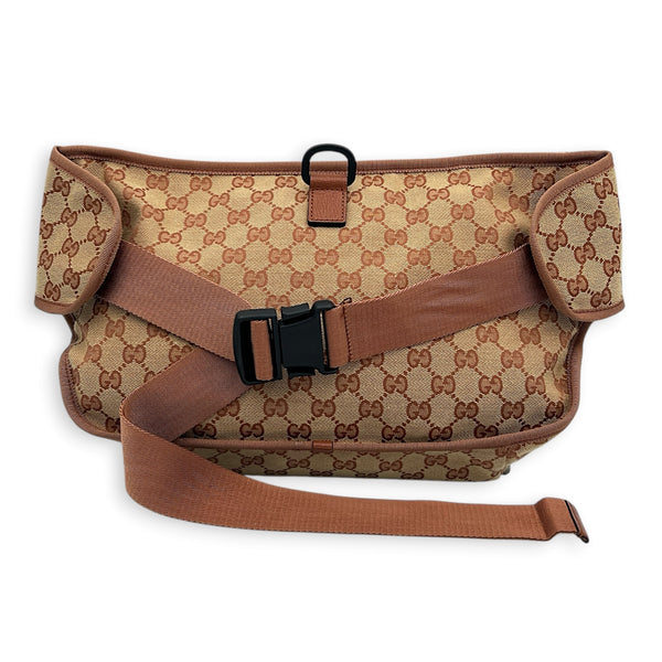 2 Way Backpack Belt Bag Beige in Canvas, Black hardware