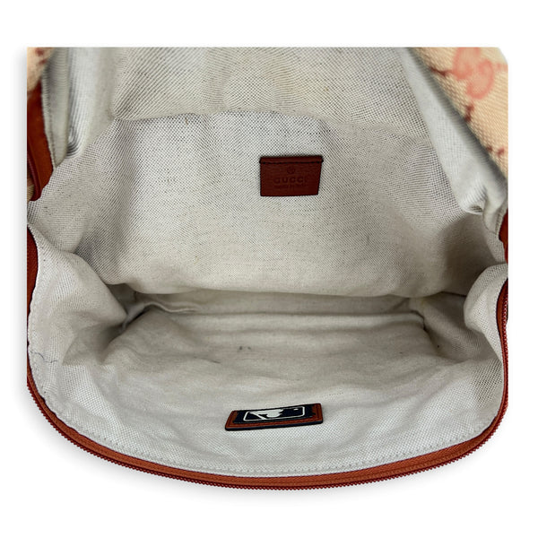2 Way Backpack Belt Bag Beige in Canvas, Black hardware
