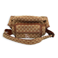 2 Way Backpack Belt Bag Beige in Canvas, Black hardware