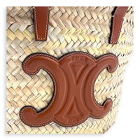 Triomphe Basket Tote Bag Beige in Raffia