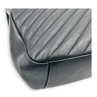 College Shoulder Bag Large Black in Goat Leather, Gold hardware