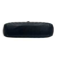 College Shoulder Bag Large Black in Goat Leather, Gold hardware
