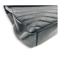 College Shoulder Bag Large Black in Goat Leather, Gold hardware