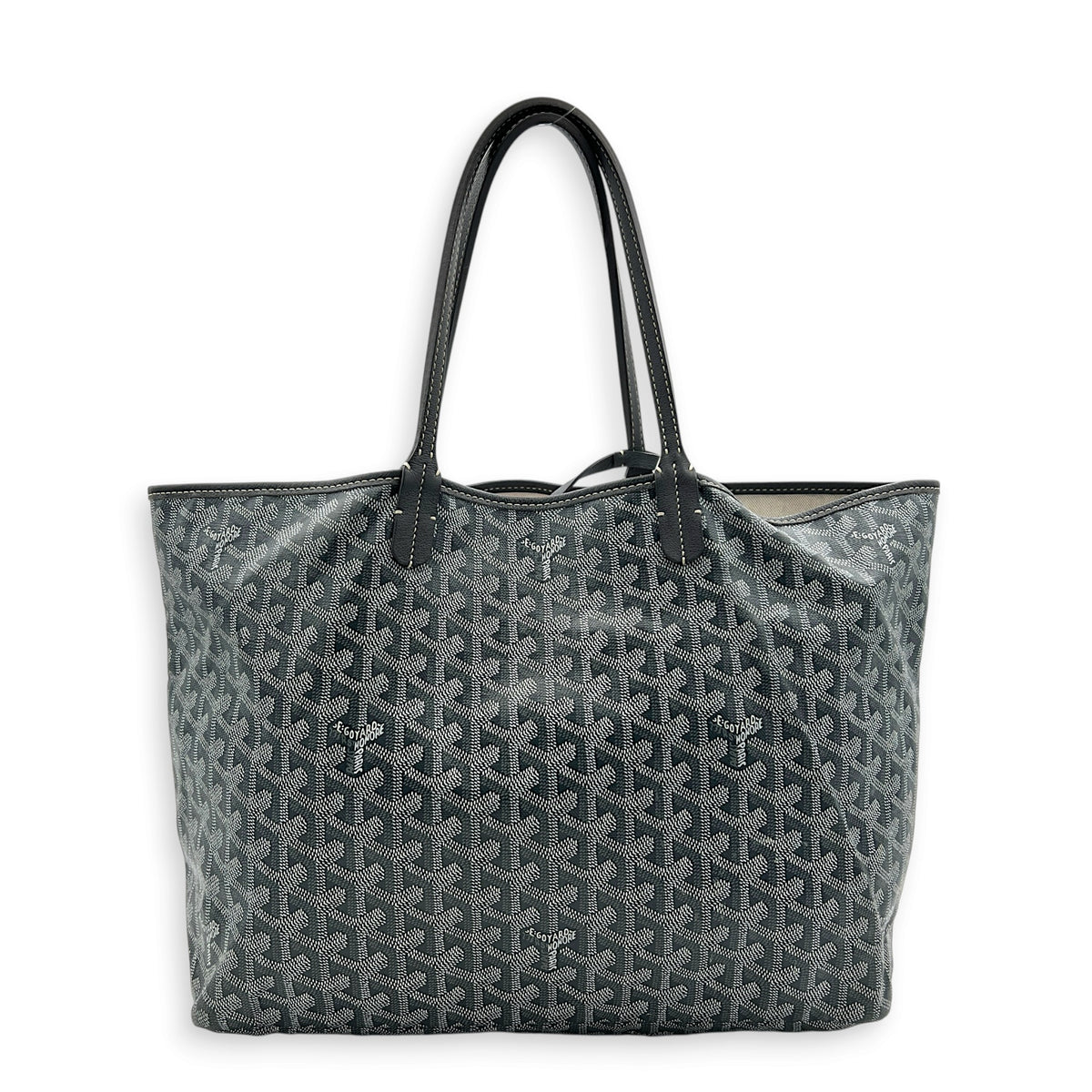 Saint Louis PM Grey Tote Bag in Coated Canvas,  hardware