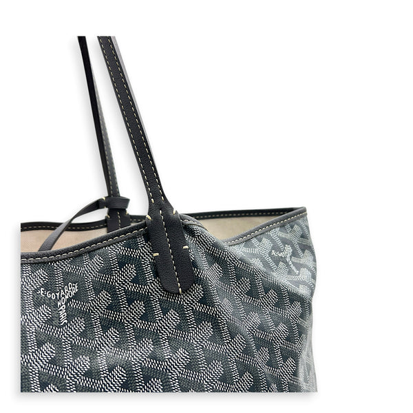 Saint Louis PM Grey Tote Bag in Coated Canvas,  hardware