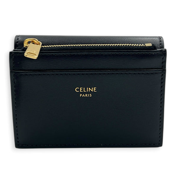 Triomphe Wallet Small Black in Calfskin, Gold hardware