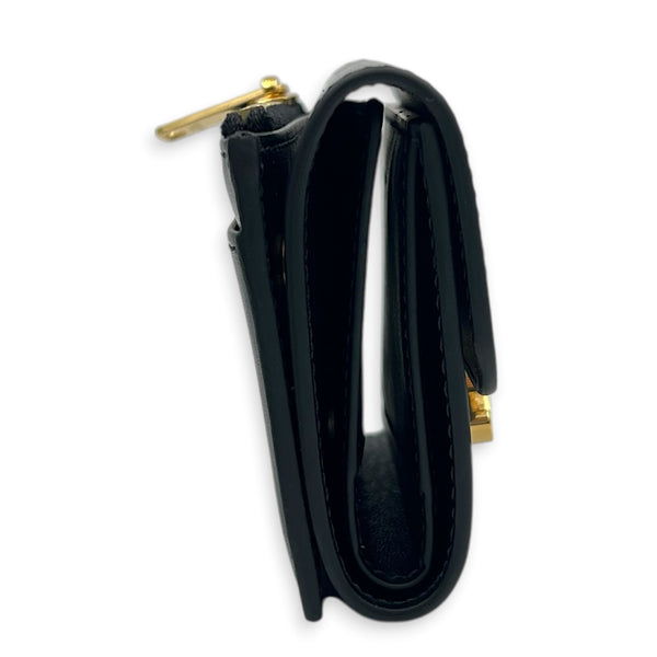 Triomphe Wallet Small Black in Calfskin, Gold hardware