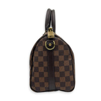 Speedy Bandouliere 25 Brown Top Handle Bag in Coated Canvas, Gold hardware