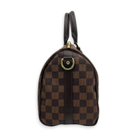 Speedy Bandouliere 25 Brown Top Handle Bag in Coated Canvas, Gold hardware