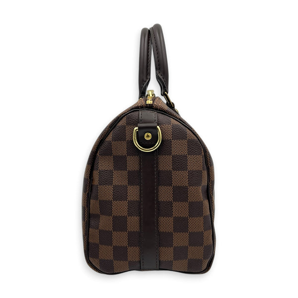 Speedy Bandouliere 25 Brown Top Handle Bag in Coated Canvas, Gold hardware