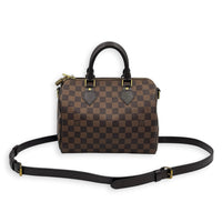 Speedy Bandouliere 25 Brown Top Handle Bag in Coated Canvas, Gold hardware