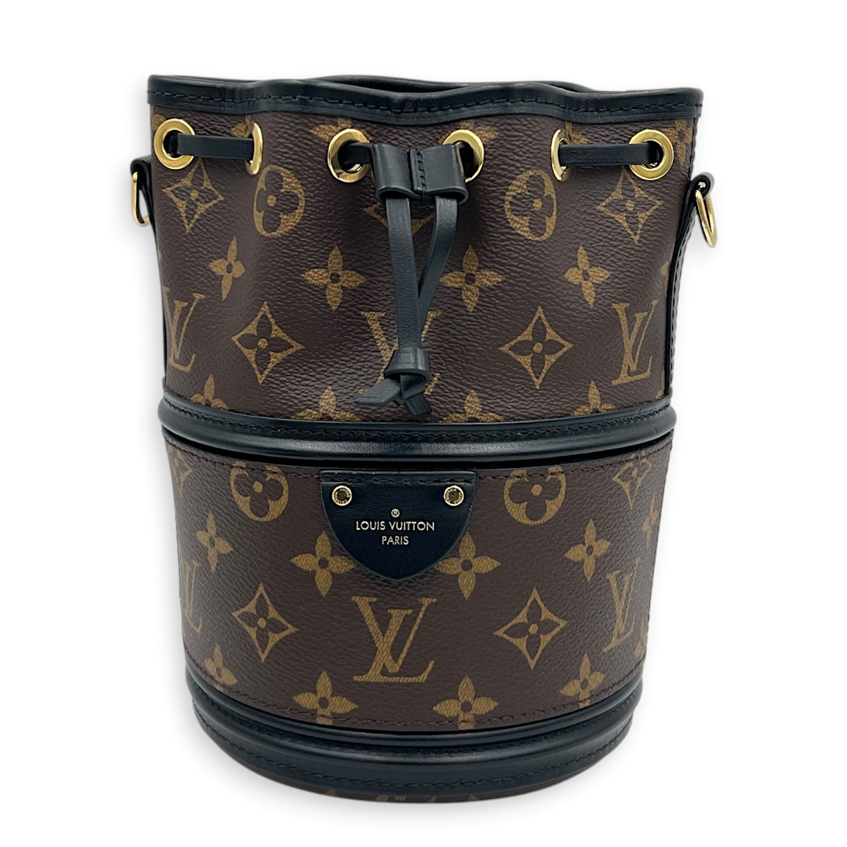 Canoe Bucket Bag Brown in Monogram Coated Canvas, Gold hardware