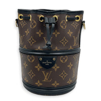 Canoe Bucket Bag Brown in Monogram Coated Canvas, Gold hardware